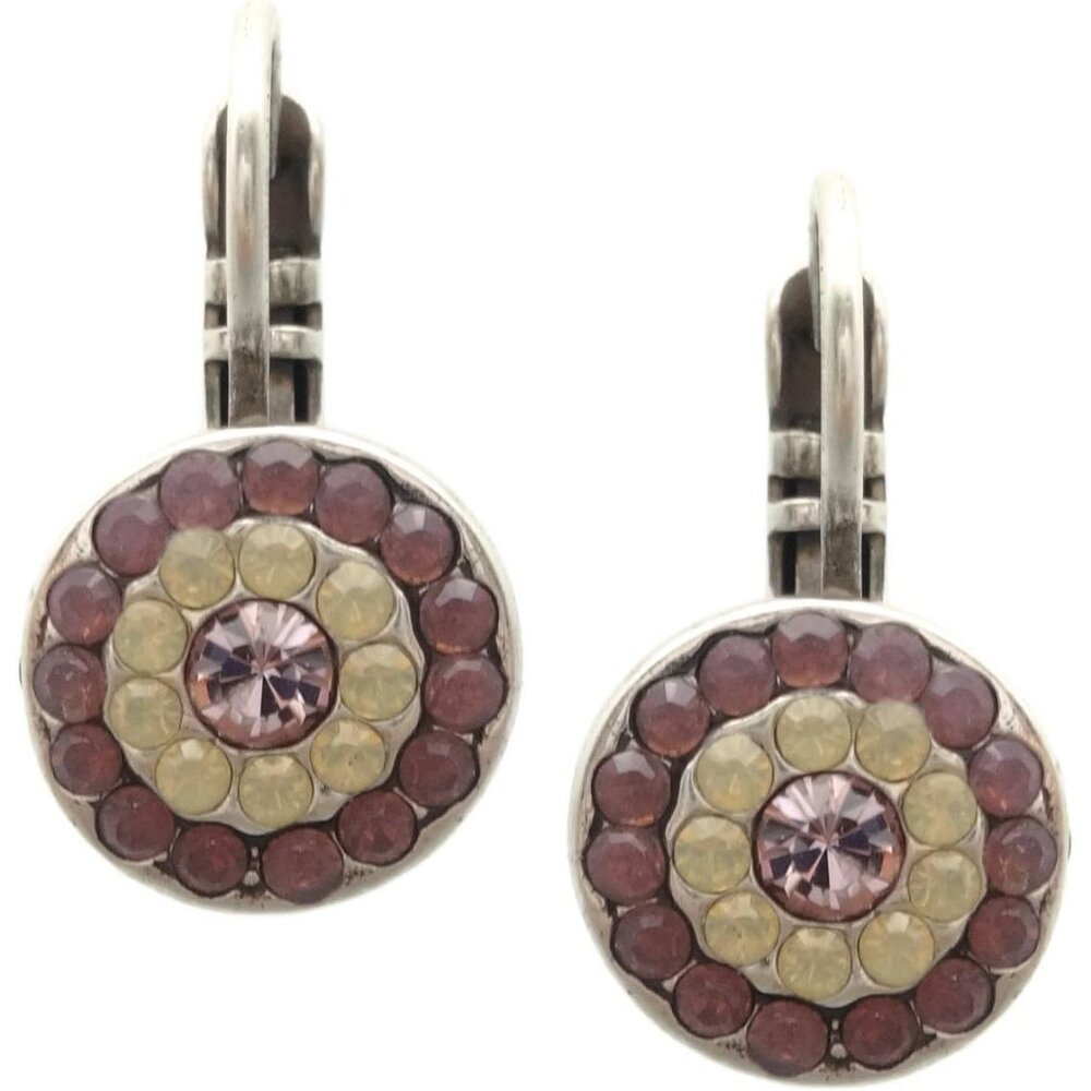 Mariana Bohemian Rhapsody Silver Earrings in Purple Yellow Circle Pave 1072 NWT